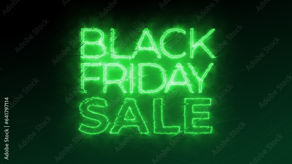 Black Friday Sale Typography with Green Glow and Cracked Glas Design Concept and Copy Space