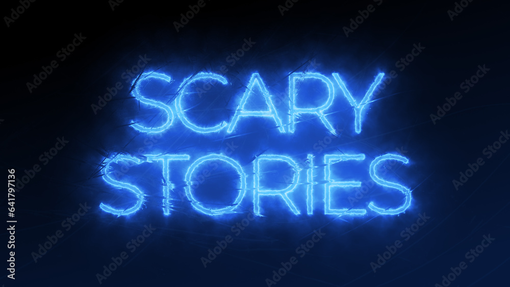 Scary Stories Typography with Blue Glow and Cracked Glas Design Concept and Copy Space Scary Stories Typography with Blue Glow and Cracked Glas Design Concept and Copy Space