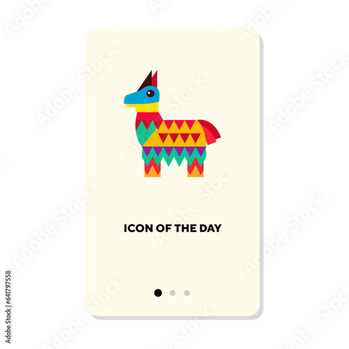 Latin American souvenir flat icon. Colorful toy pinata isolated vector sign. Tourism and tradition concept. Vector illustration symbol elements for web design and apps