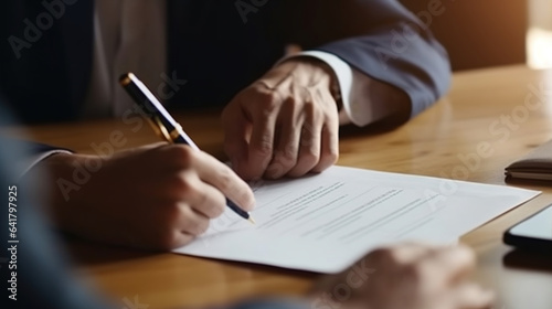 Legal Advisor Assisting Client's Signature on Vital Documents. Generative AI
