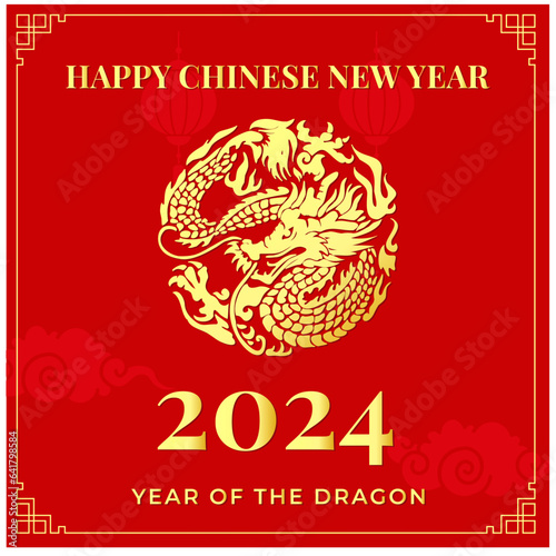 Photography Chinese New Year 2024, the year of the Dragon. gold dragon