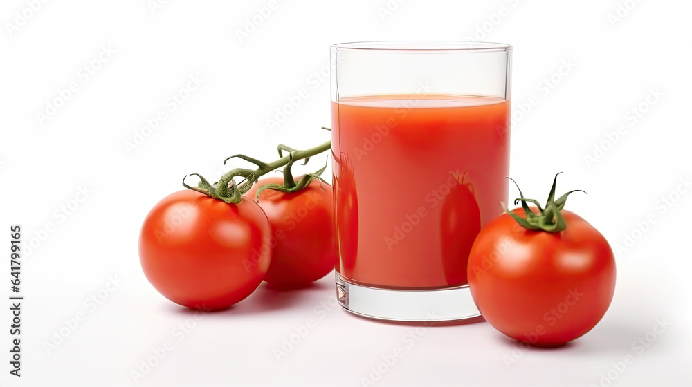 Tomato juice, Fresh tomato juice isolated on white background. Generative Ai Tomato juice, Fresh tomato juice isolated on white background. Generative Ai
