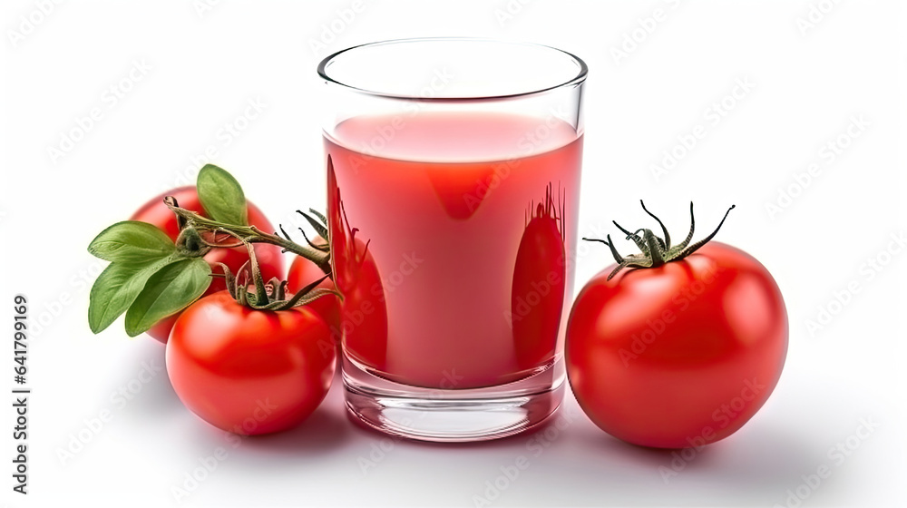 Tomato juice, Fresh tomato juice isolated on white background. Generative Ai Tomato juice, Fresh tomato juice isolated on white background. Generative Ai