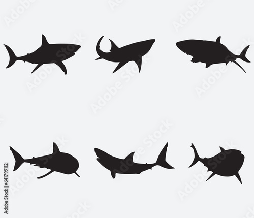 Shark silhouettes set.. Vector illustration