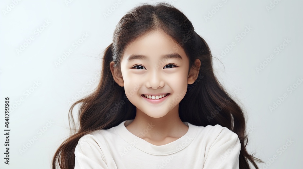 Asian smiling little girl portrait isolated on white Asian smiling little girl portrait isolated on white