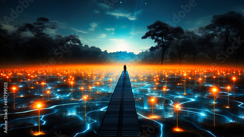 Luminous pathways symbolizing circuit journeys