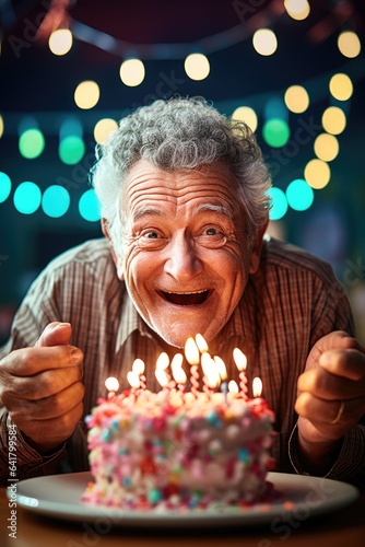 Elderly man with joyful cra...