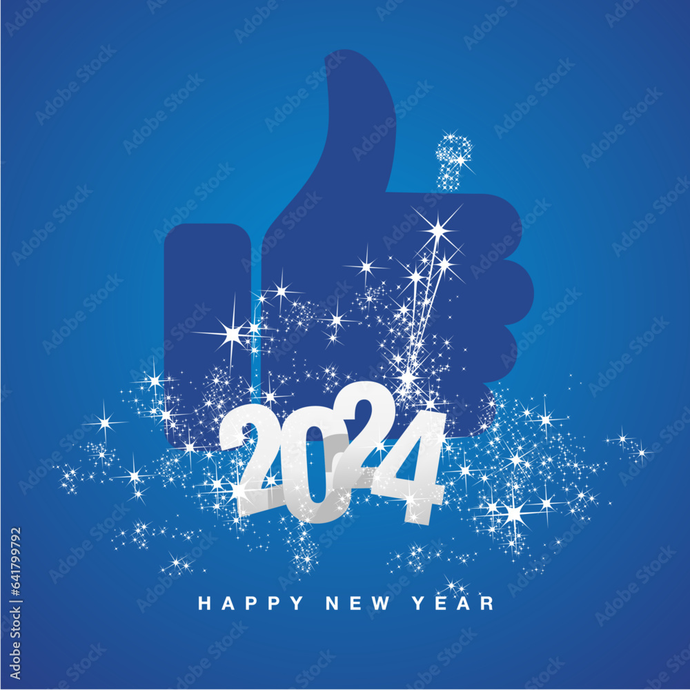 New Year 2024 event greeting card 2024 year numbers over social media