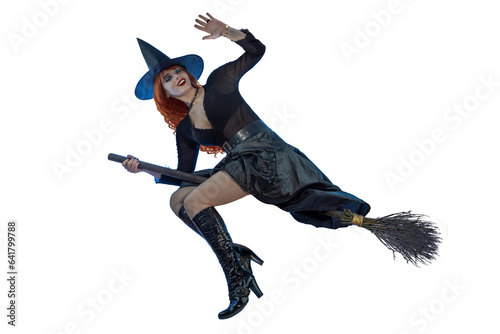 Wallpaper Mural Halloween Witch flying on a broomstick
