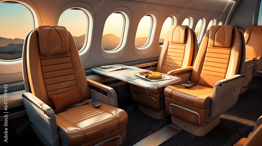 Obraz premium Skyborne Elegance. Business class travel, luxury private jet. Generative AI