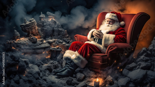 Santa Claus relaxing in the armchair © milicenta