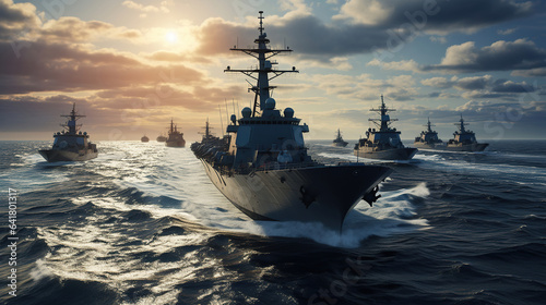 Waves of Defense. Navy Vessels Maintain Vigilance in the Pacific. Generative AI