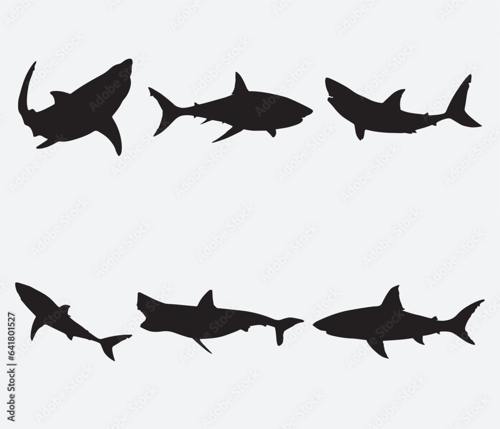 Shark silhouettes set.. Vector illustration Shark silhouettes set.. Vector illustration