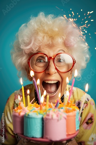 Elderly woman with joyful c...