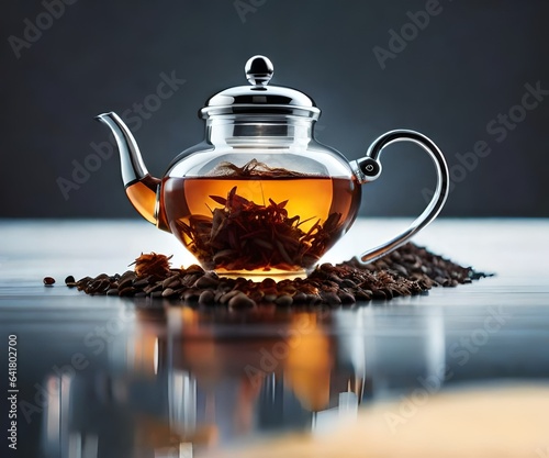 teapot and cup of tea with mint,teapot with green tea on a black background,teapot with tea,green tea teapot,teapot,green tea,herbal tea in teapot 