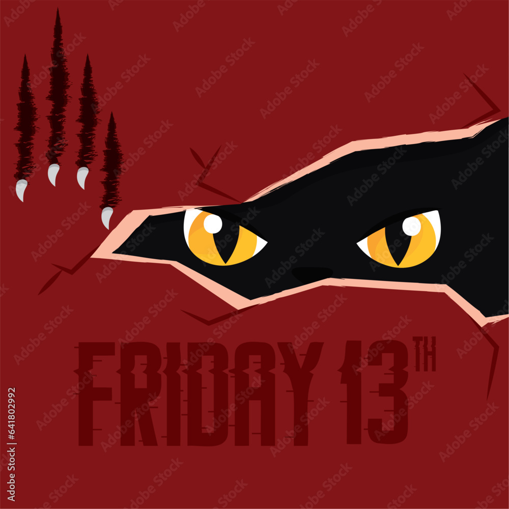 Friday 13th poster with black cat Vector
