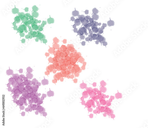 Color Spray Different Set Paint Blot Element Vector Object Brush Color paint splatter, ink blots vector collection. Splash and colored stain illustration