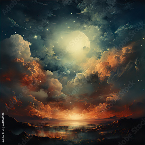 background with clouds and sun, this design was generated with artificial intelligence