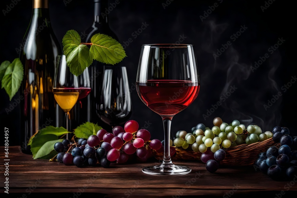 red wine and grapes