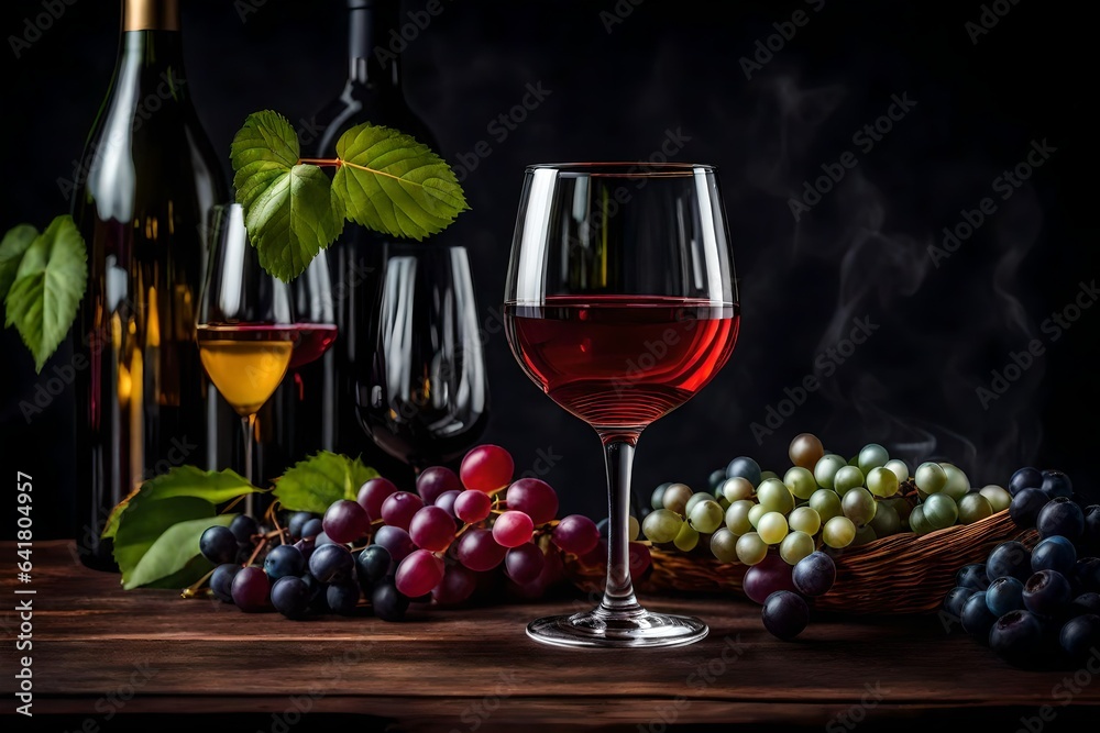 Fototapeta premium red wine and grapes