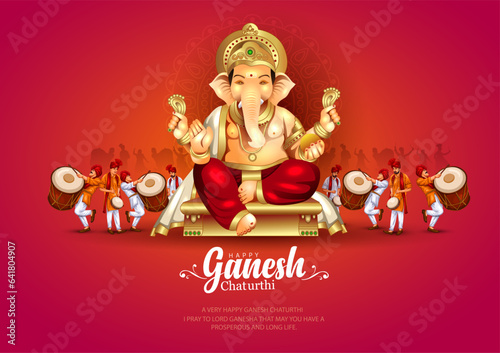 Print op canvas Lord Ganpati on Ganesh Chaturthi background