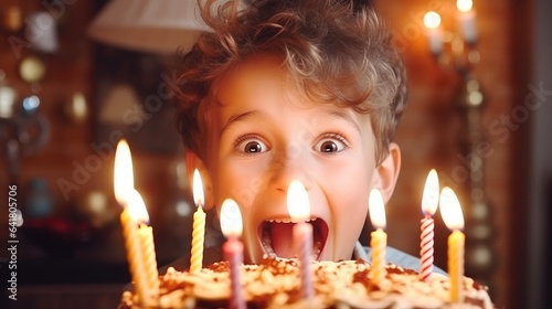 A little boy with joyful cr...