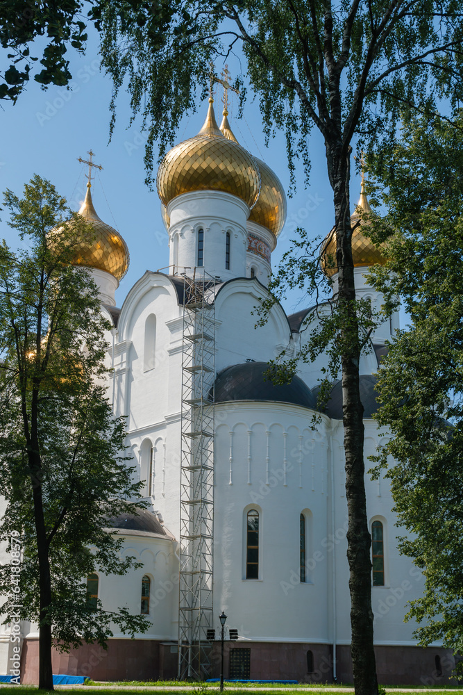 Yaroslavl, Russia, July 4, 2023. Side view of the Assumption Cathedral.