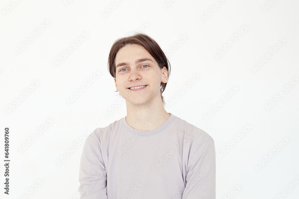 Happy joyful guy on white background Happy joyful guy on white background