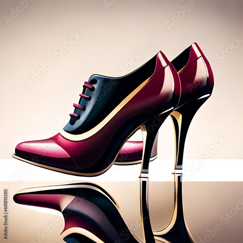 Women's shoes and accessories flying in the air on a light background.AI generated