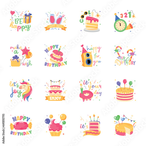 Bundle of Birthday Celebrations Flat Stickers   