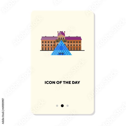 Historical building or Louvre flat icon. Museum isolated vector sign. Sightseeing and tourism concept. Vector illustration symbol elements for web design and apps