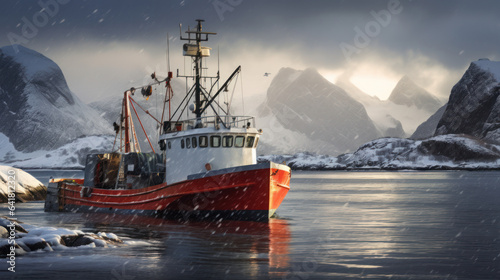 Fishing boat winter in the ice ocean, Norway © EmmaStock