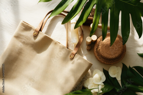 Organic Cosmetics in an Eco-Friendly Bag photo