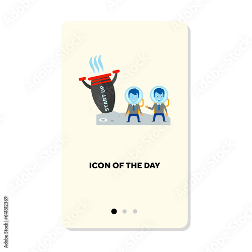 Launching project vector icon. Company, plan, rocket crashing isolated vector sign. Startup and technology concept. Vector illustration symbol elements for web design and apps