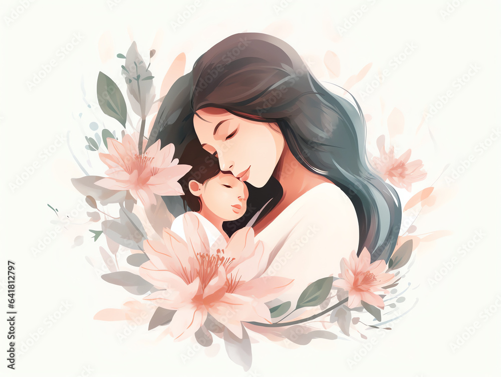 Happy mother's day celebration concept, mom hug with her child for design Happy mother's day celebration concept, mom hug with her child for design