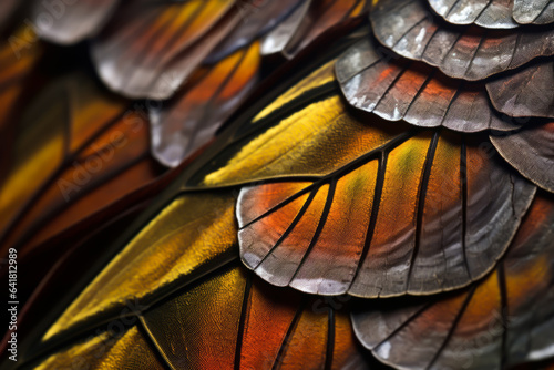 Extremely close up macro of color butterfly wing.  illustration of macro picture