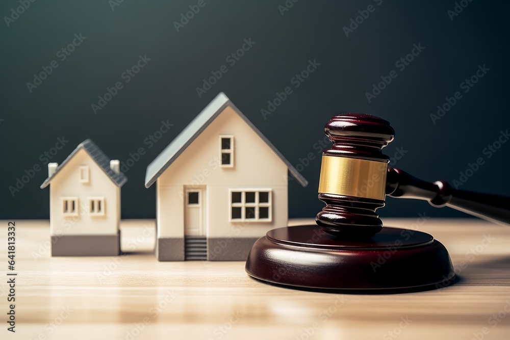 Judge auction and real estate concept.gavel justice hammer and House model. real estate law. taxes and profits to invest in real estate and home buying .concept of legal, Generative AI Judge auction and real estate concept.gavel justice hammer and House model. real estate law. taxes and profits to invest in real estate and home buying .concept of legal, Generative AI