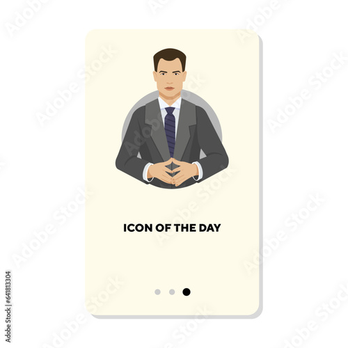 Handsome businessmen flat vector icon. Male, power, suit, corporate isolated sign. People and personality concept. Vector illustration symbol elements for web design and apps