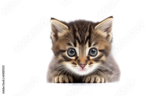 Small cute domestic kitten on a white background. illustration of cute small cat.