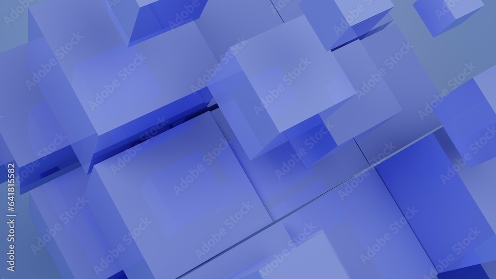 Fototapeta premium Abstract cube 3d background rendered image. Geometric modern abstract image. Blue color 