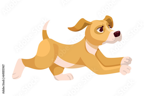 Running Dog Puppy with Cute Snout as Pet Animal Vector Illustration