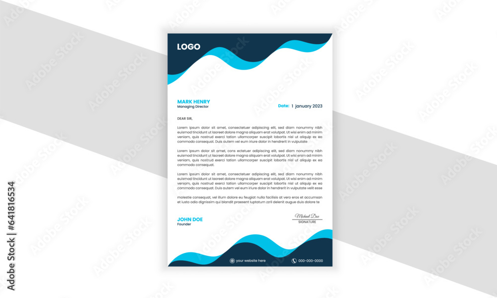 Naklejka premium Professional Business letterhead template design for business project. Corporate letterhead. Creative design and abstract Vector Illustration.