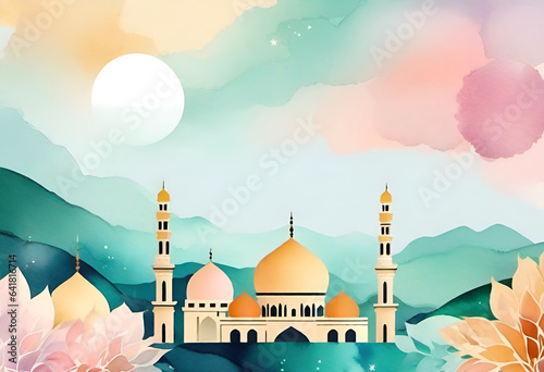 Islamic background in minimal pastel colors 