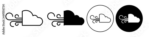 wind clouds Icon. Blowing fresh air in the sky symbol. Vector sign of weather overcast or climate change. Flat logo set of meteoritical forecast of rain fogy season. wind swirl mark