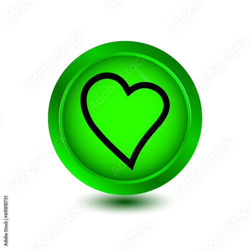 heart icon on glossy button vector illustration