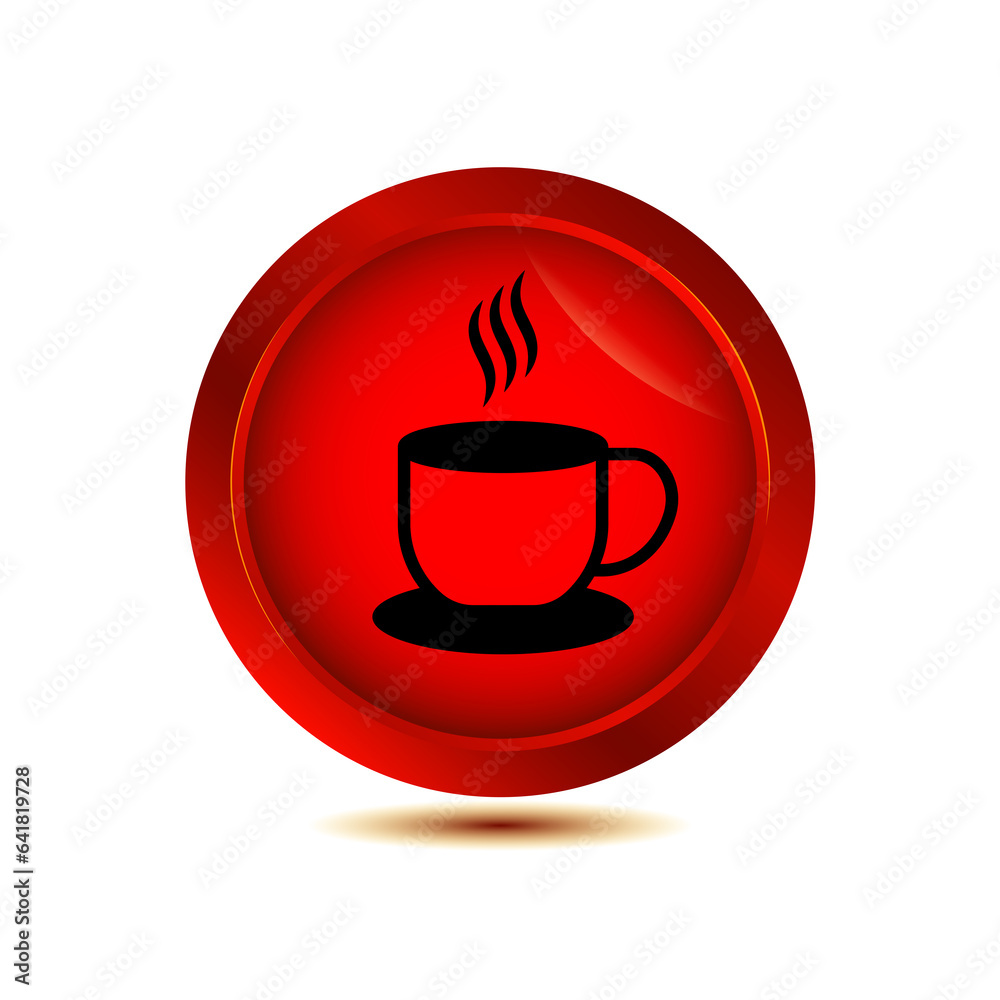 coffee cup icon on glossy button vector illustration coffee cup icon on glossy button vector illustration