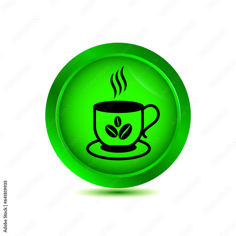 coffee cup icon on glossy button vector illustration coffee cup icon on glossy button vector illustration
