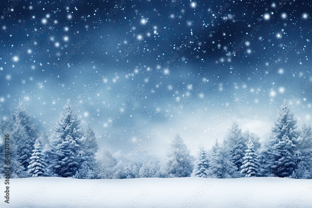 Winter Holiday Card Background, Snowed in Landscape