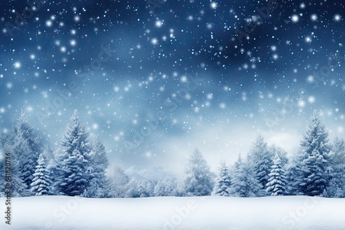 Winter Holiday Card Background, Snowed in Landscape
