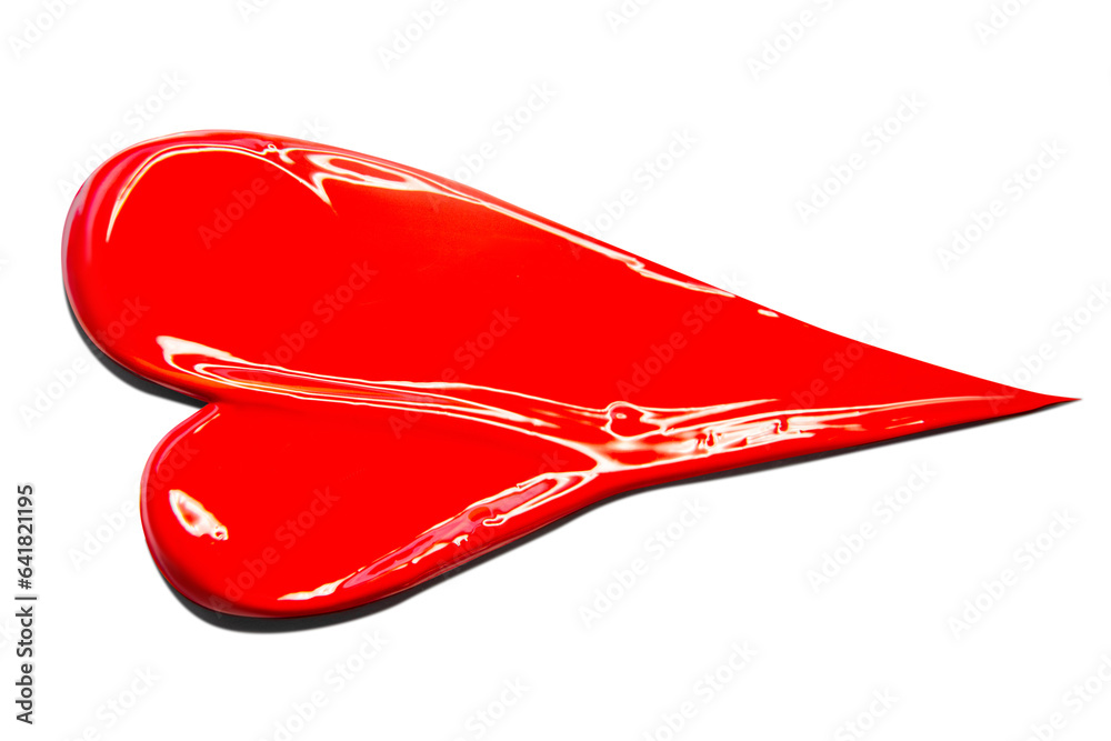 Smear of red glossy paint. The smear is red. Smear of red glossy paint. The smear is red.